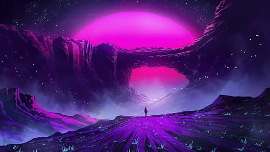 sendirian, bintang, latar belakang ungu, Wallpaper HD HD wallpaper