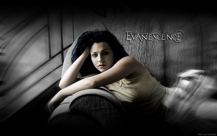Evanescence, fille, robe, canapé, mains, Fond d'écran HD
