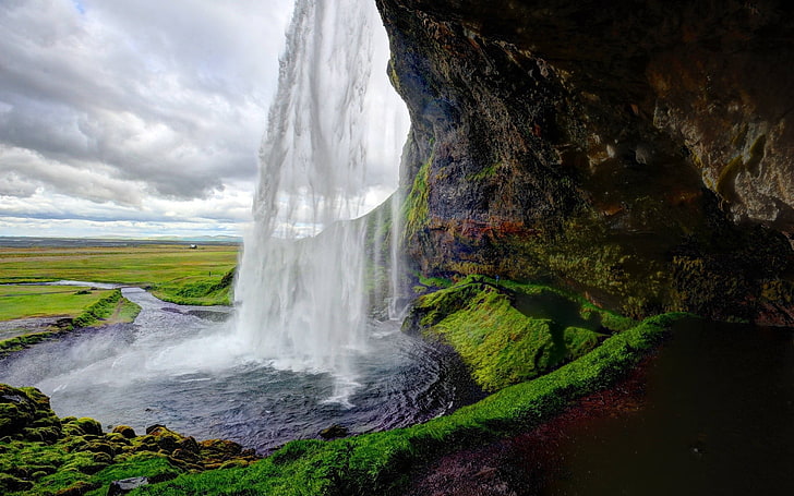 cascata, cascata di Seljalandsfoss, Islanda, Sfondo HD