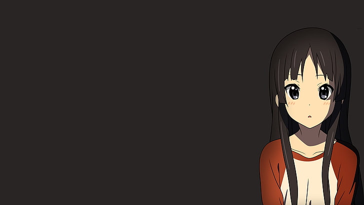 темноволосый женский персонаж из аниме цифровые обои, K-ON !, Akiyama Mio, простой фон, HD обои
