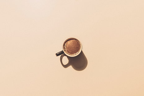 茶色のマグカップ、コーヒー、 HDデスクトップの壁紙 HD wallpaper