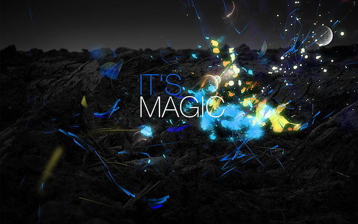 magic, effects, dark, typography, digital art, selective coloring, its magic, HD wallpaper