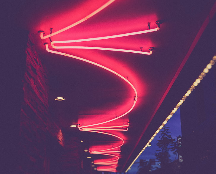 red neon light, light, ceiling, lighting, HD wallpaper