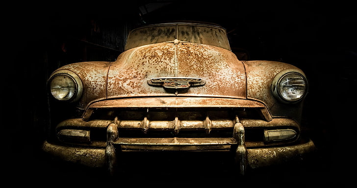 Oldtimer, coche, vehículo, viejo, oscuro, Fondo de pantalla HD