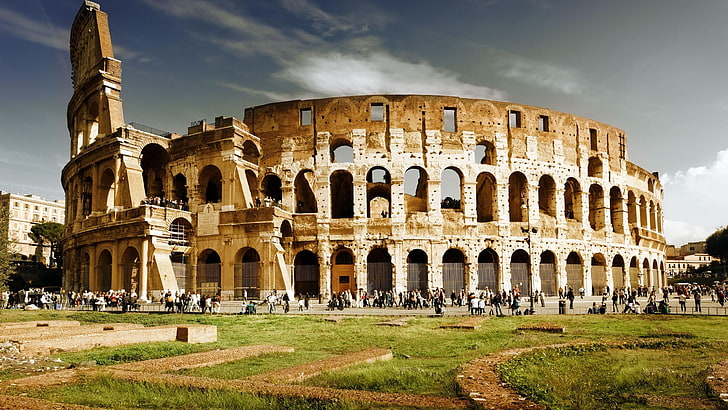 wahrzeichen, historische stätte, antikes rom, antike römische architektur, kolosseum, touristische attraktion, rom, antike geschichte, italien, tourismus, himmel, geschichte, unesco-weltkulturerbe, HD-Hintergrundbild