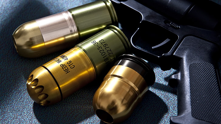pistola, municiones, lanzagranadas, granada de 40 mm, Fondo de pantalla HD