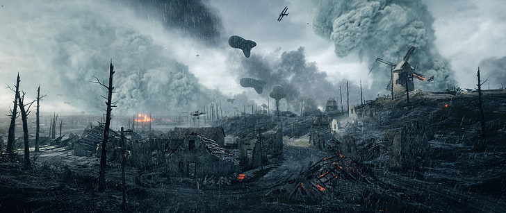 tapeta spalonej ziemi, Battlefield 1, EA DICE, I wojna światowa, żołnierz, wojna, gry wideo, Tapety HD