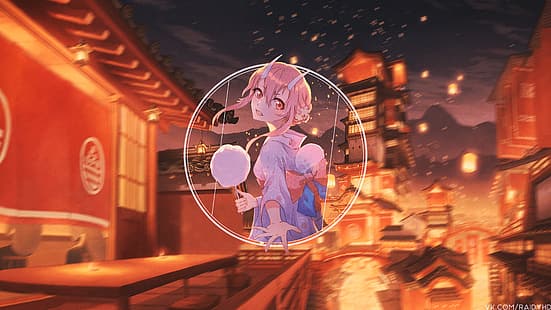  anime, anime girls, festivals, picture-in-picture, Shuna, Tensei Shitara Slime Datta Ken, HD wallpaper HD wallpaper