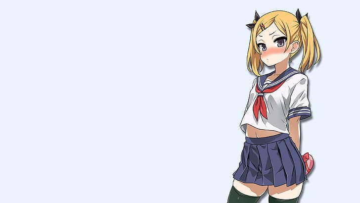 Shirobako, Yano Erika, anime girls, school uniform, thigh-highs, HD wallpaper