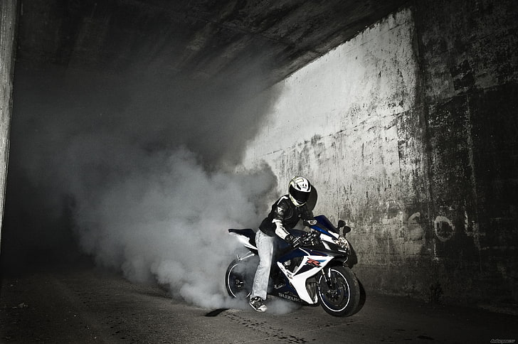 beyaz ve mavi spor bisiklet, motosiklet, Suzuki, GSX-R1000, HD masaüstü duvar kağıdı