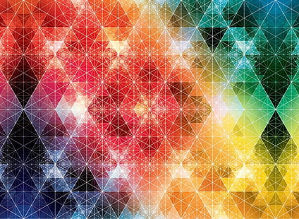 luci bokeh a colori assortiti, geometria, Andy Gilmore, colorato, triangolo, trama, Sfondo HD HD wallpaper