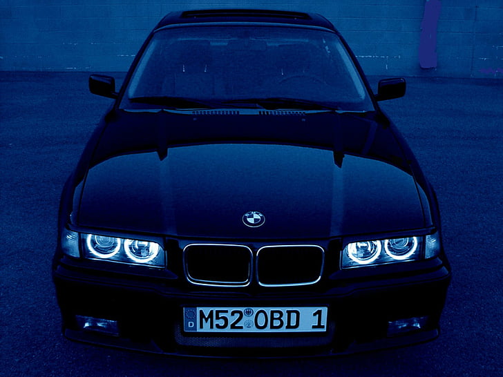 black, bmw, cars, e36, front, HD wallpaper