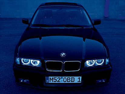 black, bmw, cars, e36, front, HD wallpaper HD wallpaper