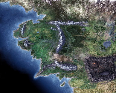 ilustrasi peta dunia, The Lord of the Rings, J. R. R. Tolkien, Middle-earth, Mordor, map, Wallpaper HD HD wallpaper