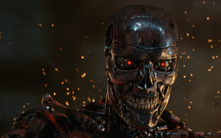 Terminator movie still screenshot, T-800, endoskeleton, Terminator Genisys, HD wallpaper