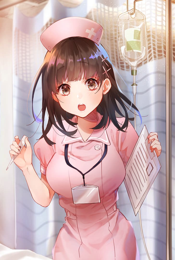 Anime, Anime Girls, Originalfiguren, Krankenschwester-Outfit, Kunstwerke, digitale Kunst, Fankunst, HD-Hintergrundbild, Handy-Hintergrundbild