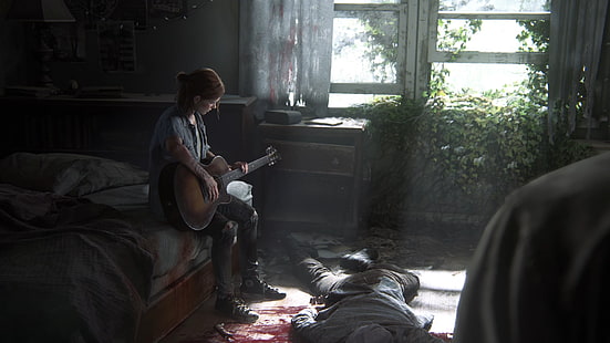 Videojuego, The Last of Us Part II, Ellie (The Last of Us), Guitarra, Fondo de pantalla HD HD wallpaper