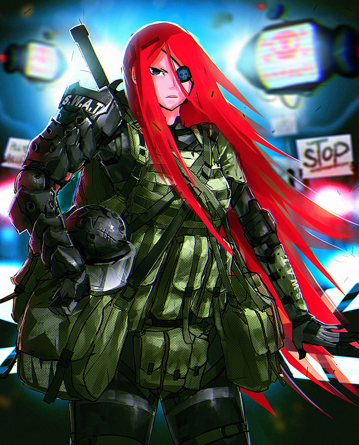 Rives Alexis, Rotschopf, Soldat, Digital Art, Anime Girls, Anime, HD-Hintergrundbild, Handy-Hintergrundbild