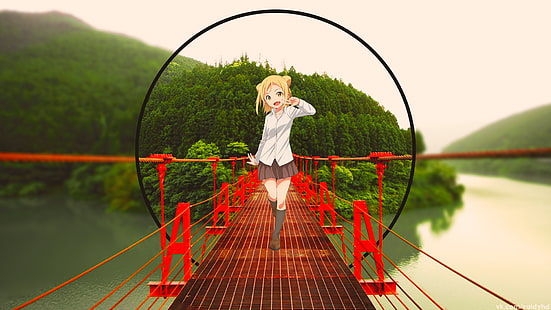 anime, bosque, Takanashi Hikari, Demi-chan wa Kataritai, imagen en imagen, chicas anime, Fondo de pantalla HD HD wallpaper