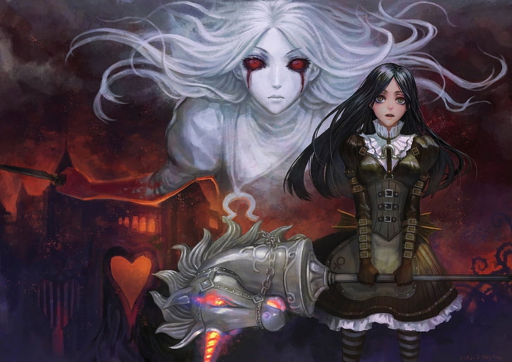 illustration of woman holding hobby horse, Video Game, Alice: Madness Returns, HD wallpaper
