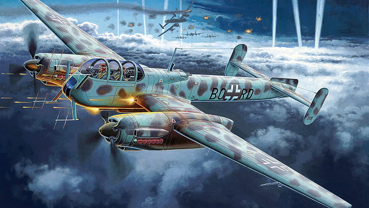 sanat eseri, savaş, uçak, askeri uçak, Ar 240 C-2, Luftwaffe, II. Dünya Savaşı, HD masaüstü duvar kağıdı