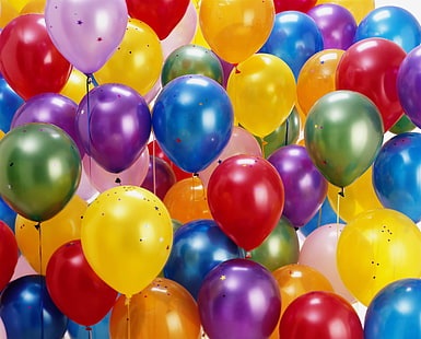 assorted-color balloon lot, colored, balloons, sequins, HD wallpaper HD wallpaper