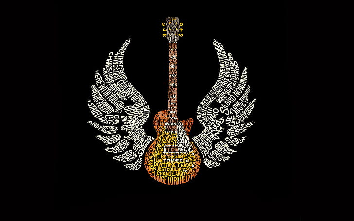 Гитара HD, коричневая иллюстрация гитары, музыка, гитара, HD обои