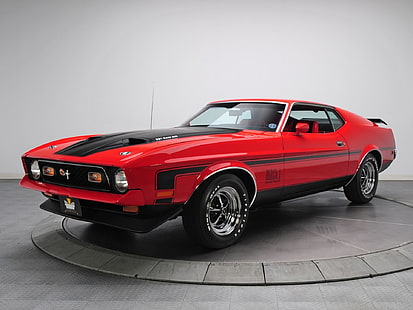Ford, Ford Mustang Mach 1, Mobil, Fastback, Muscle Car, Red Car, Wallpaper HD HD wallpaper