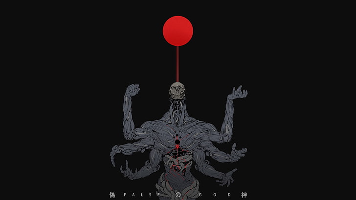 monster illustration, monster digital illustration, skull, black background, Ching Yeh, HD wallpaper