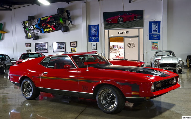 Ford, Ford Mustang Mach 1, voiture classique, voiture Muscle, voiture rouge, Fond d'écran HD