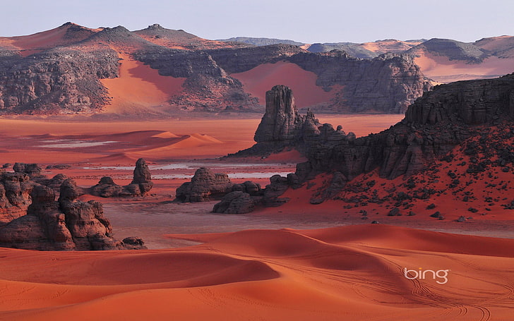 Brown rock formation, sand, mountains, rocks, desert, Africa, Algeria,  Sugar, HD wallpaper | Wallpaperbetter