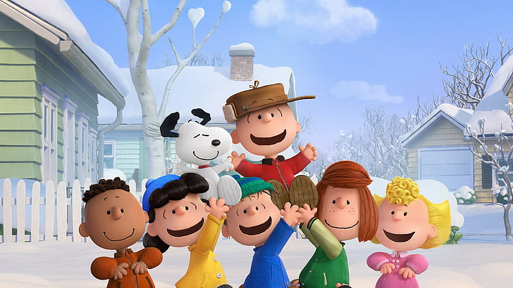 Illustration de personnages de cacahuètes, The Peanuts Movie, 2015, dessin animé, film, film, chien, chiot, Bill Melendez, Snoopy, Noah Schnapp, Charlie Brown, Meilleurs films d'animation de 2015, Fond d'écran HD