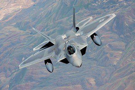 stealth, caccia di superiorità aerea, montagna, US Air Force, F-22, Martin, Raptor, Lockheed, Sfondo HD HD wallpaper