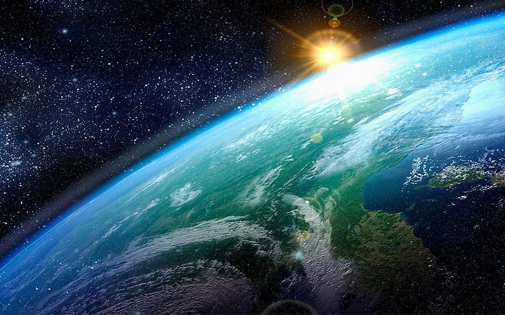 Sonne und Erde, Erde Planet, Weltraum, 2560x1600, Stern, Planet, Erde, HD-Hintergrundbild