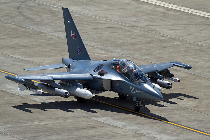 gray jet, the plane, the airfield, The Yak-130, combat training, Yak-130, HD wallpaper