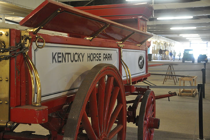 Wagon from Kentucky Horse Park, white and red kentucky horse park, wagon, white, classic, HD wallpaper
