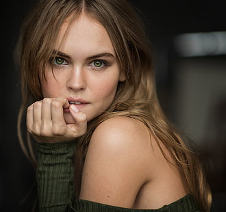 Anastasia Scheglova, wanita, wajah, model, mata hijau, rambut panjang, berambut cokelat, menatap penonton, Wallpaper HD HD wallpaper