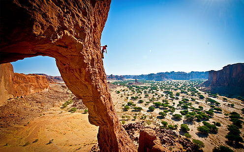 fotografia, natura, paesaggio, arrampicata su roccia, arrampicata, deserto, formazione rocciosa, Sfondo HD HD wallpaper