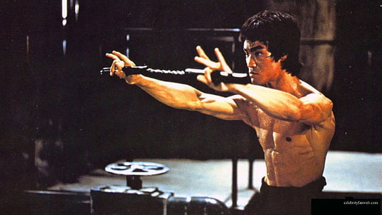 Bruce Lee, dövüş sanatları, Nunchucks, Ejderhaya Gir, kung fu, Jeet Kune Do, HD masaüstü duvar kağıdı HD wallpaper