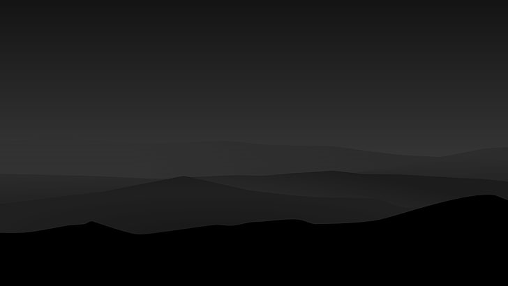 Night, Mountains, Dark, Landscape, 8K, 4K, Minimal, HD wallpaper