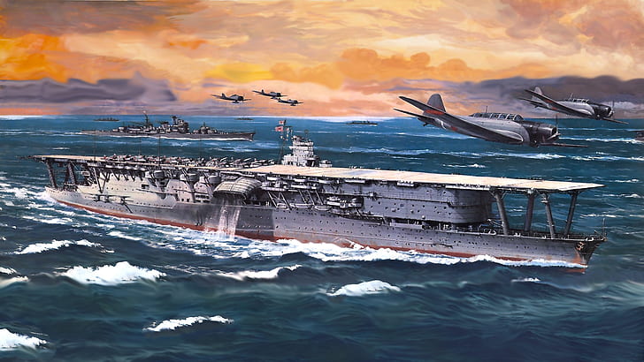 aircraft carrier, IJN, akagi, HD wallpaper