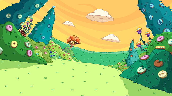 illustration de champ vert, Adventure Time, Fond d'écran HD
