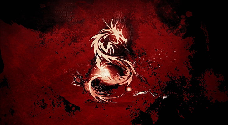 Кроваво-красный дракон, логотип Redragon, Aero, черный, HD обои