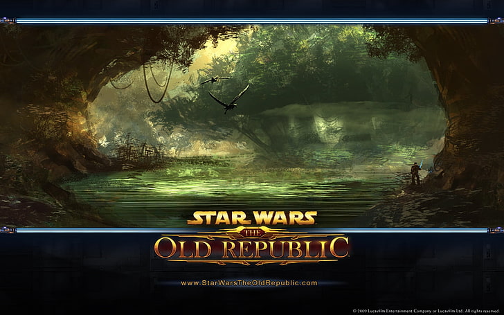 Star Wars One Republic digital wallpaper, star wars the old republic, birds, trees, river, cave, HD wallpaper