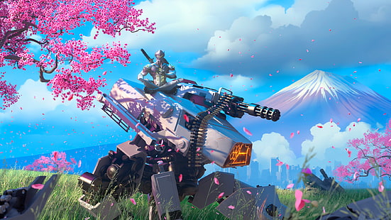 Videospiele, Kirschblüte, Genji (Overwatch), Overwatch, HD-Hintergrundbild HD wallpaper