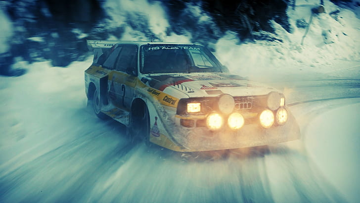 snow, Audi, skid, rally, audi quattro, HD wallpaper