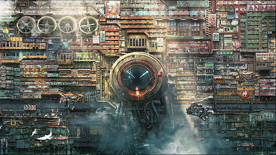 Тошио Хатанака, мегаполис, научная фантастика, HD обои HD wallpaper