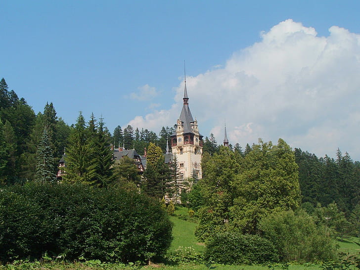 Castello di Romania-Peles, Romania, castello di Peles, animali, Sfondo HD