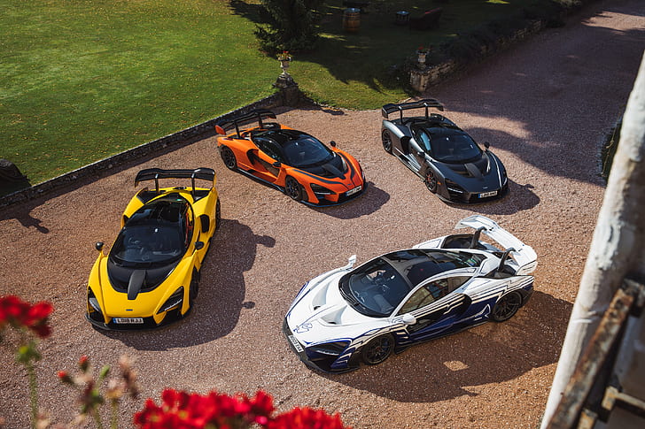 McLaren, McLaren Senna, Black Car, Car, Orange Car, Sport Car, Supercar, Vehicle, Yellow Car, HD wallpaper