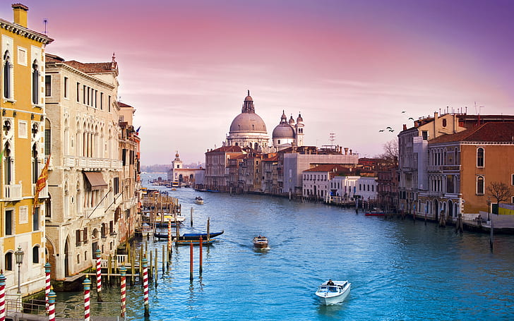 Veni Vidi Venice, af ‑ snikkor14‑24mmf / 2.8ged, architektura, niebieski, łodzie, miasto, włochy, nikon, nikond700, fotografia, fioletowy, pejzaż morski, zachód słońca, woda, Tapety HD